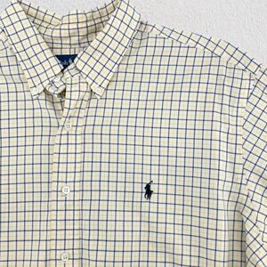 Ralph Lauren Classic Fit‎ Button Down Shirt Men XXL Yellow Navy Check Cotton
